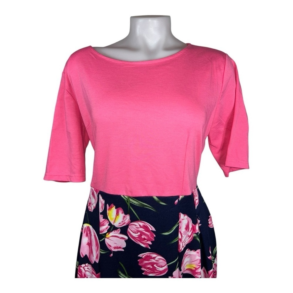 oxiuly Summer Dresses for Women Floral A-Line Skirt Pink and Black XL like new! - Picture 5 of 13